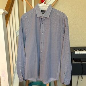 Elegant Navy Patterned Men's Shirt